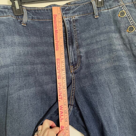 Talbots Women's Plus 18W Sailor Wide Leg Jeans Trousers Button Detail T6 - Picture 5 of 11